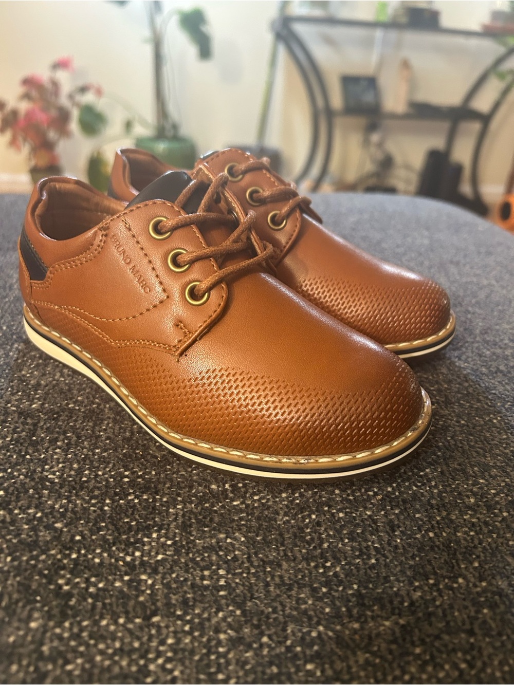 Toddler Tan Leather Lace-Up Shoes